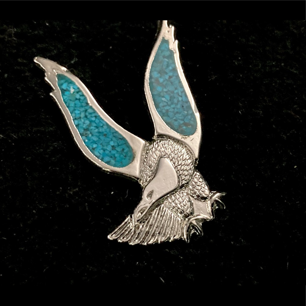 Vintage Large Southwestern Enamel Eagle Lapel Pin